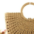 thumbnail image 4 of Cheers US Women's Rattan Solid Print Tote Handbag, Beige, 4 of 6
