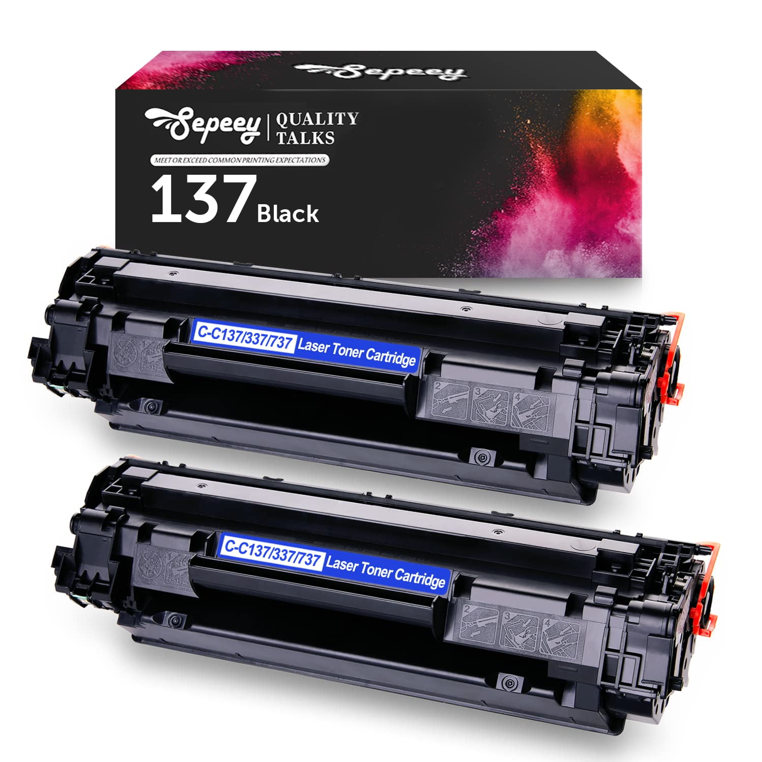 Sepeey compatible for canon 137 Black Toner cartridge, Use with