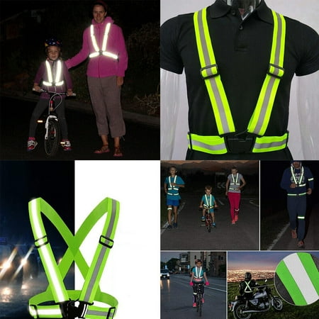 

US 2-4 Pack Reflective Glow Belt Adjustable Elastic Safety Vest High Visibility