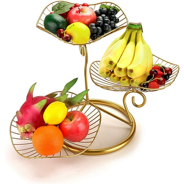 3 Tier Fruit Basket Stand Decorative Iron Fruit Bowl Metal Wire