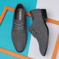 thumbnail image 5 of Xfvqtps New Mens Dress Shoes Large Size British Style Grid Printing Pointy Toe Lace up Breathable Comfortable Fashion Formal Business Casual Leather Shoes Gray, 5 of 8