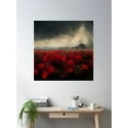 thumbnail image 2 of Dark Rose Field Under Stormy Skies – Surreal Fantasy Landscape Poster Wall Art, Modern Wall Decor, 16x16 UNFRAMED, 2 of 3