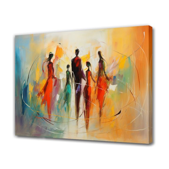 Abstract Art Modern Decorative Painting The Back Of A Couple And Children Holding Hands Framed Canvas Poster Bedroom Decor Sports Landscape Office Room Decor Gift,Frame-style,20x30inch(50x75cm)