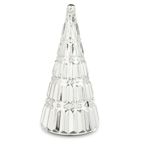 Holiday Time Christmas Shiny Silver Glass Tree Tabletop Decoration  12-Inch Box Of 4 k
