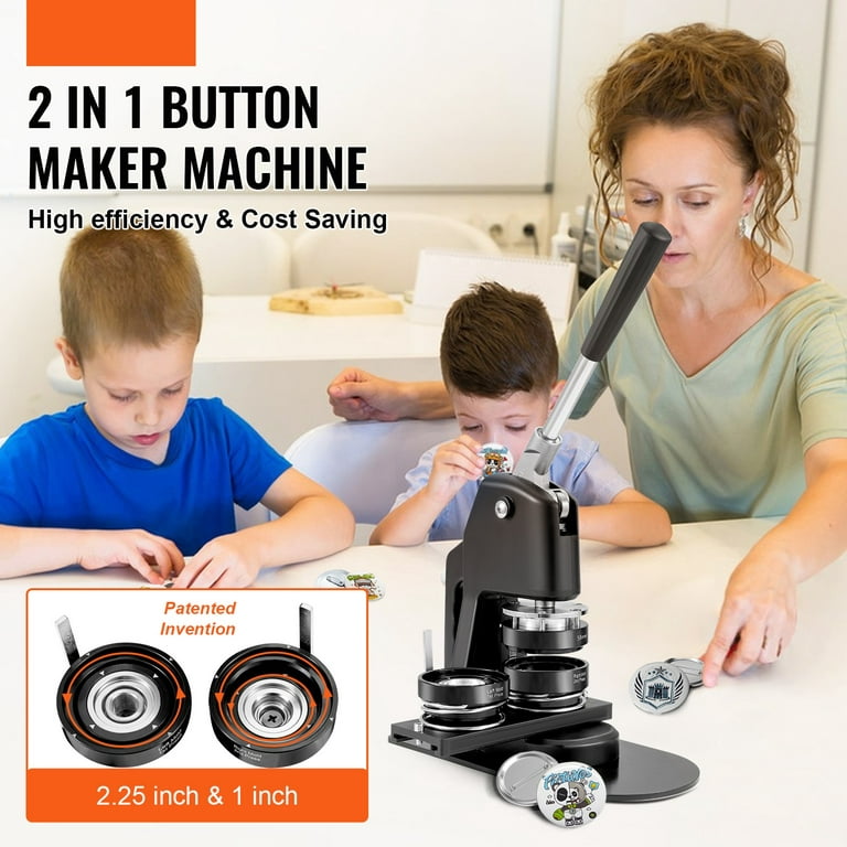 Bentism Button Maker Machine Multiple Sizes, Pin Maker Button Machine 1+2.25 inch (25+58mm), DIY Button Press Machne Kit with 500 Button Parts
