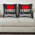 thumbnail image 3 of Set of 2 Throw Pillow Covers 18x18in - Bold Black Square Cushion Cases with Red Heart & " TERROT Salmout " Text for Couch Bed Car Decor, 3 of 8