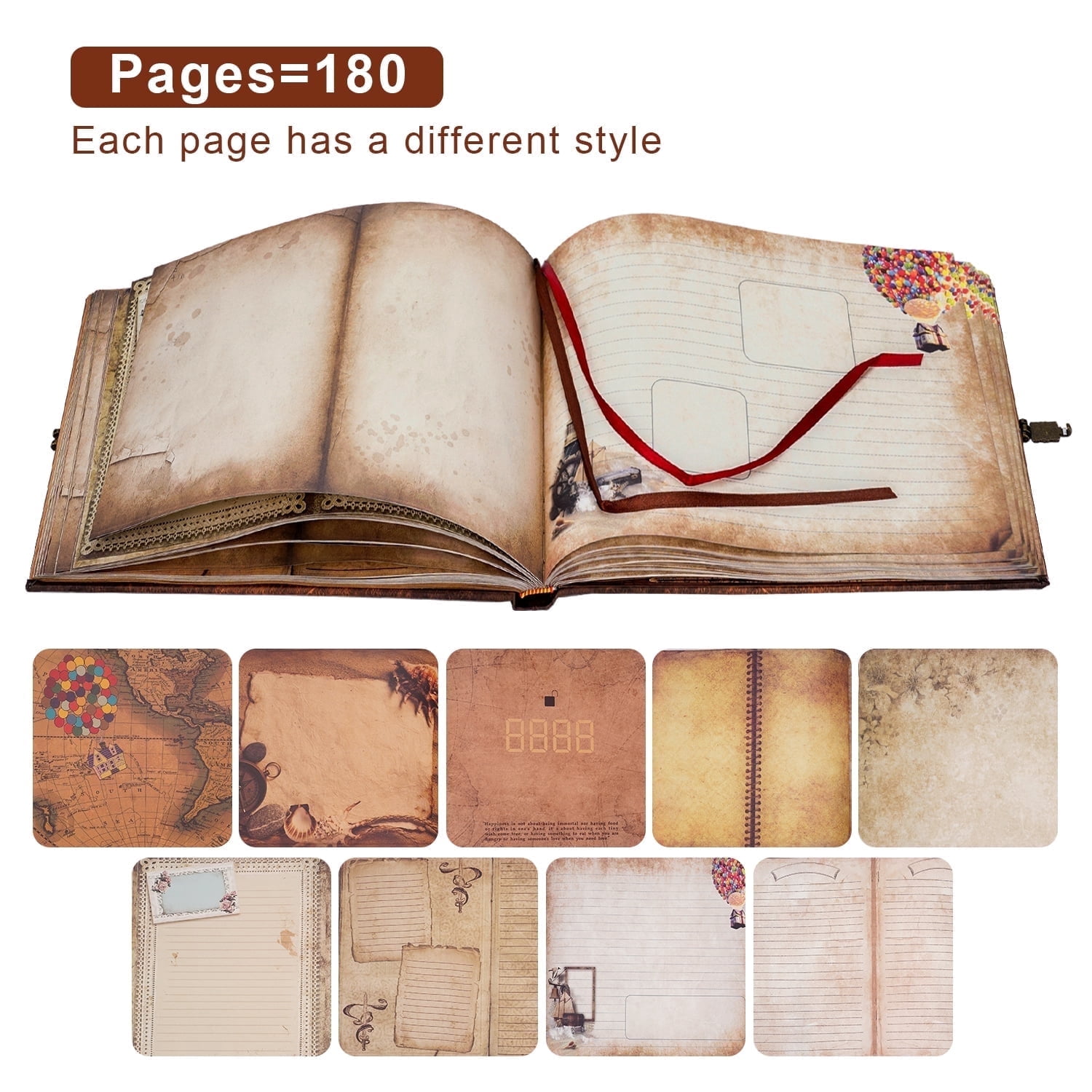 Nuao 180 Pages Our Adventure Book Scrapbook Photo Album, Leather Hardcover Travel Scrap Books Memory Book Gift for Anniversary Wedding Mother's Day