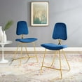 thumbnail image 2 of Bar Stool Chair Barstool, Set of 2, Velvet, Metal Steel, Blue Navy, Modern Contemporary Urban Design, Bar Pub Cafe Bistro Hotel Restaurant Hospitality, 2 of 10