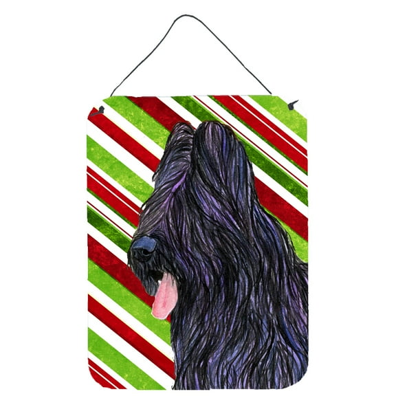 Briard Candy Cane Holiday Christmas Wall or Door Hanging Prints