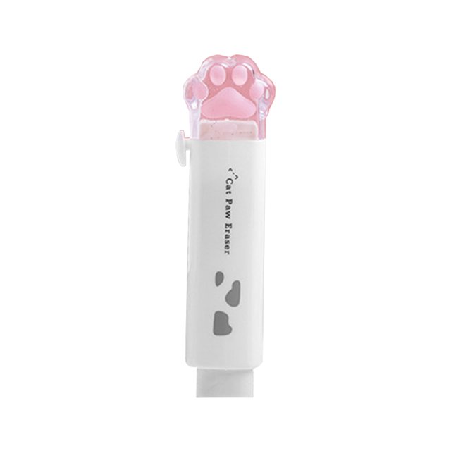Borrador de garra de gato de dibujos animados retráctil lindo lápiz borrador útiles escolares (blanco) Likrtyny Libre de BPA