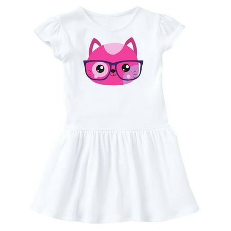 

Inktastic Hipster Cat Cat With Glasses Pink Cat Gift Toddler Girl Dress