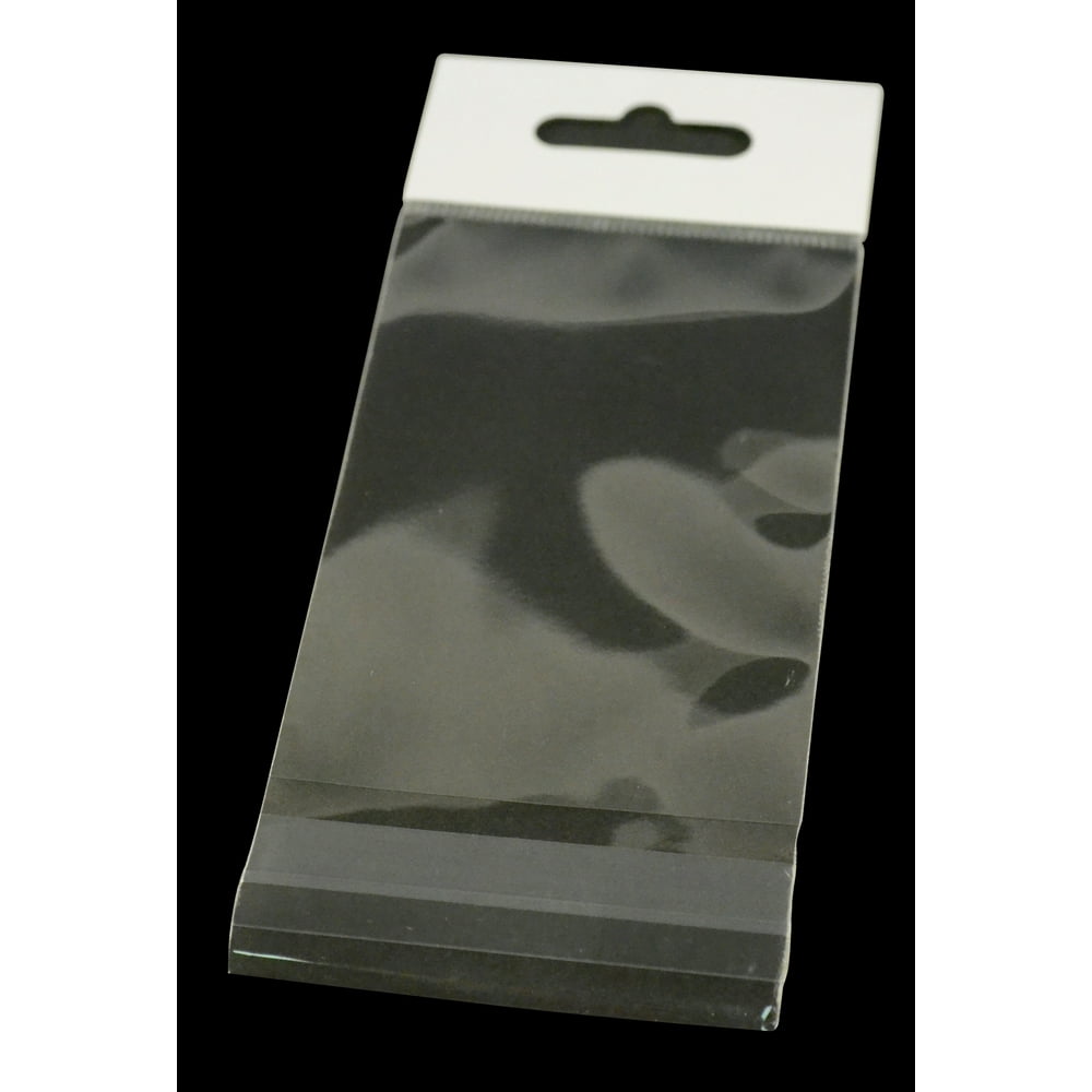 JSP CLEAR CELLOPHANE BAGS with WHITE HEADER & HANG HOLE 3"x5"(en616x10