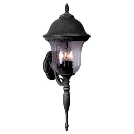 Glenn Aire Medium Bottom Mount Light with Seedy Glass-Black - Medium