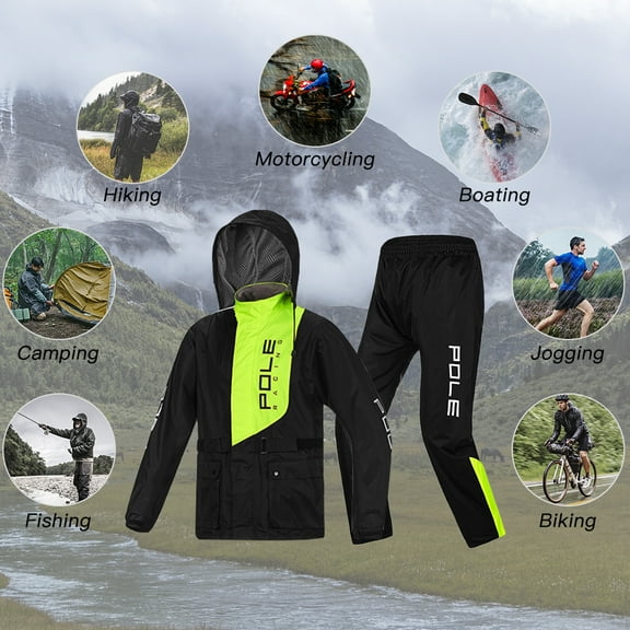 Tracksuits,Suit Rain And Rain Suit Rain Men Waterproof Breathable Waterproof Breathable Rain Dsfen Anrio Black & Green L