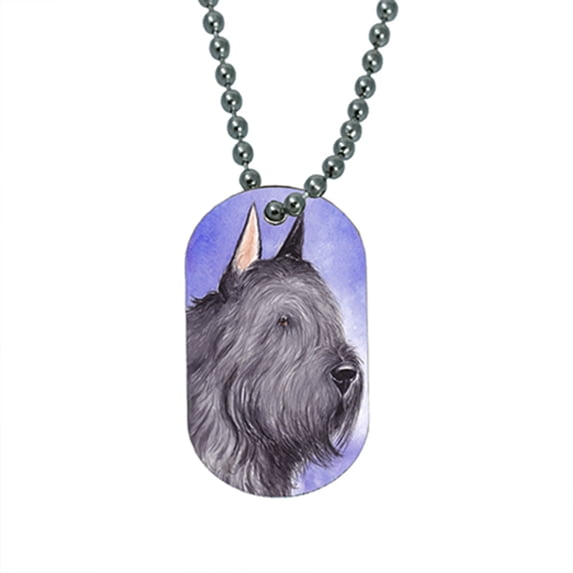 KuzmarK Pendant Dog Tag Necklace - Bouvier de Flanders Dog Art by Denise Every