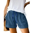 thumbnail image 2 of Womens Comfy Drawstring Splice Casual Elastic Waist Pocketed Loose Shorts Pants, 2 of 4
