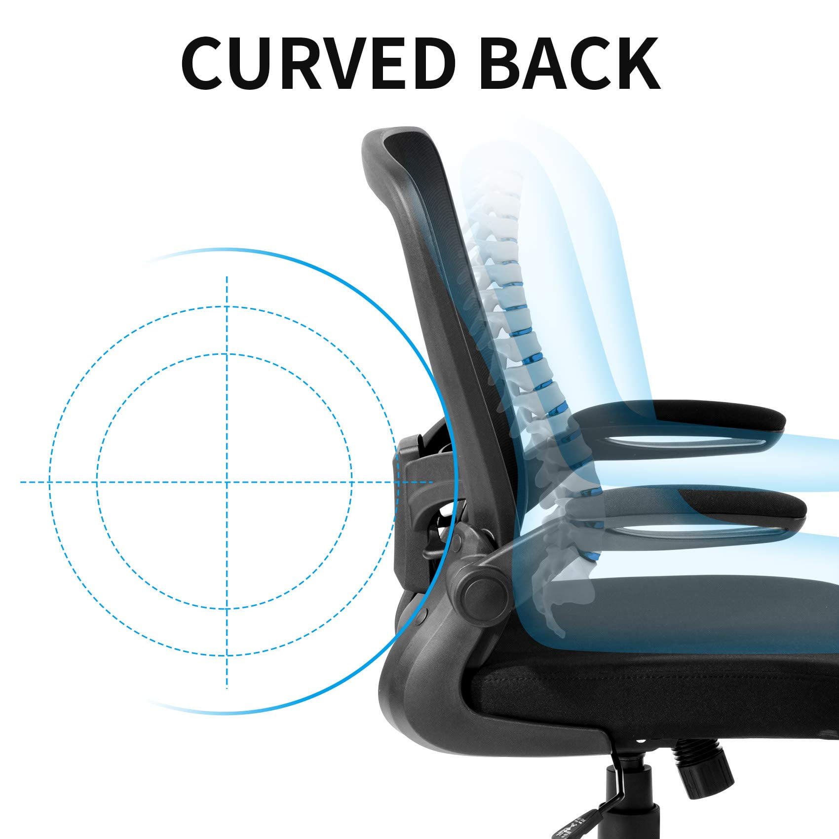 UNICOO® Mid Back Mesh Computer Chair, Office Task Desk Chair, Swivel Home Comfort Chairs with Padded Flip-up Armrests and Adjustable Lumbar Support (RY-N-01-Black)