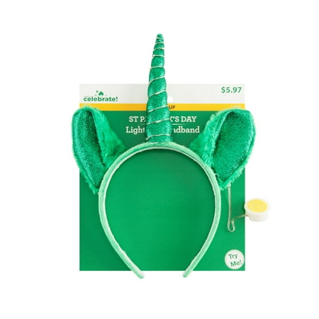 Seasonal Party Accessories, Light up St Pats Unicorn Headband