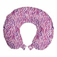 thumbnail image 1 of Modern Travel Pillow Neck Rest, Abstract Patterns with Curved Spots Tracery Motifs and Drops Shapes, Memory Foam Traveling Accessory Airplane and Car, 12", Fuchsia Purple and White, by Ambesonne, 1 of 2