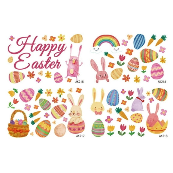 3 Packs Easter Egg Cartoon Glass Window Decoration Wall Sticker, Specification: Combination 2