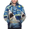 thumbnail image 2 of Bingfone Vintage Starry Sky Shark Men's Drawstring Hoodie Long Sleeve Pocket Sweatshirts-4X-Large, 2 of 6