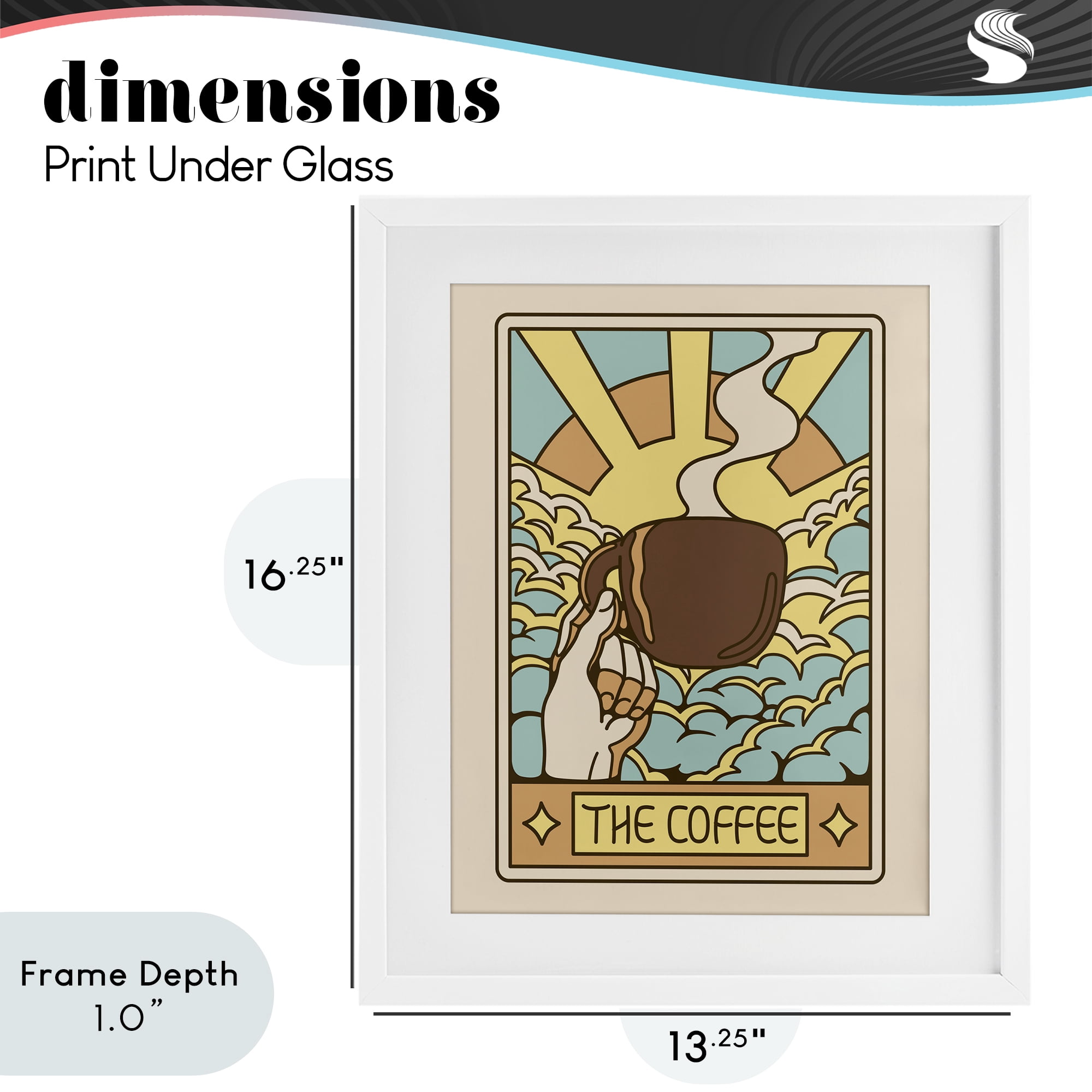 Stupell Industries The Coffee Muted Tarot White Framed Print Under Glass, design by Tobe Fonseca