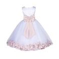 thumbnail image 3 of Ekidsbridal Lace Top Floral Petals White Flower Girl Dress Tulle Communion Christening Graduation Ceremonial Gown Formal Evening 165T S, 3 of 3