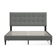 thumbnail image 3 of Kaya Upholstered Platform Bed Frame / Buttonless Tufting / Mattress Foundation / Wood Slat Support / No Box Spring Needed / Easy Assembly, Stone, Queen, 3 of 7
