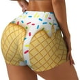 thumbnail image 2 of Fotbe White Ice Cream Seamless Shorts, Womens Workout Shorts High Waist Stretch Booty Short for Gym/Yoga/Running/Biking-Small, 2 of 9