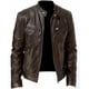 thumbnail image 1 of Chaqueta de cuero para hombre de estilo europeo y americano, chaqueta de cuero de motociclista punk con cuello alto para jóvenes y hombres, 1 of 6