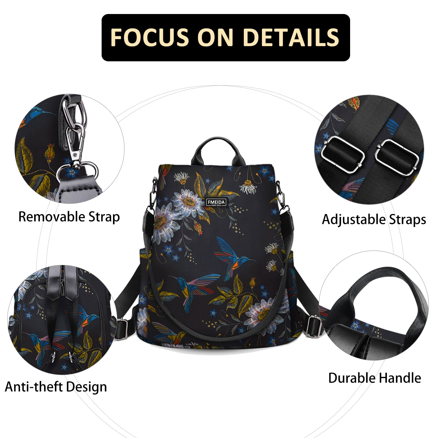 Fmeida Backpack Purse for Women Anti Theft Travel Bag Convertible Fashion Backpack Casual Shoulder Bag