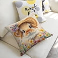 thumbnail image 5 of bunny flowers Linen toss pillowcase Decoration pillowcase Gift preferred 20x20" Cushion cover 4 set Sofa pillowcase Sofa bedroom living room car, 5 of 8