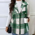 thumbnail image 3 of Plaid Vest for Women Sleeveless Lapel Collar Coats with Decorative Pockets Color Block Fall Casual Outwear Jacket, 3 of 6