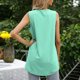 thumbnail image 5 of Moda mujer chaleco de color sólido cuello en V botón sin mangas Casual diario verano camisola Abanopi Verde/Grande, 5 of 7