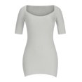thumbnail image 4 of Bigersell Robes de Plage pour Invitées de Mariage pour Femmes à Manches Courtes Femmes Été Décontracté Col Rond Uni Robe Mini à Manches Courtes Robes de Demoiselle d'Honneur Robe Chemise pour Femmes Robes, Style 22344, Gris m, 4 of 8