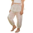 thumbnail image 5 of ITSAME Girls Cotton Tapered Pants Elastic Waist Lace Trim Fashion Print Kids Casual Comfort Pants Pink Size 6, 5 of 9