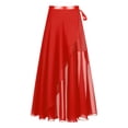 thumbnail image 6 of CHICTRY Womens Lyrical Belly Dance High Low Skirt Maxi Dance Skirt Ballroom Performance Flowy Skirt Red One Size, 6 of 7