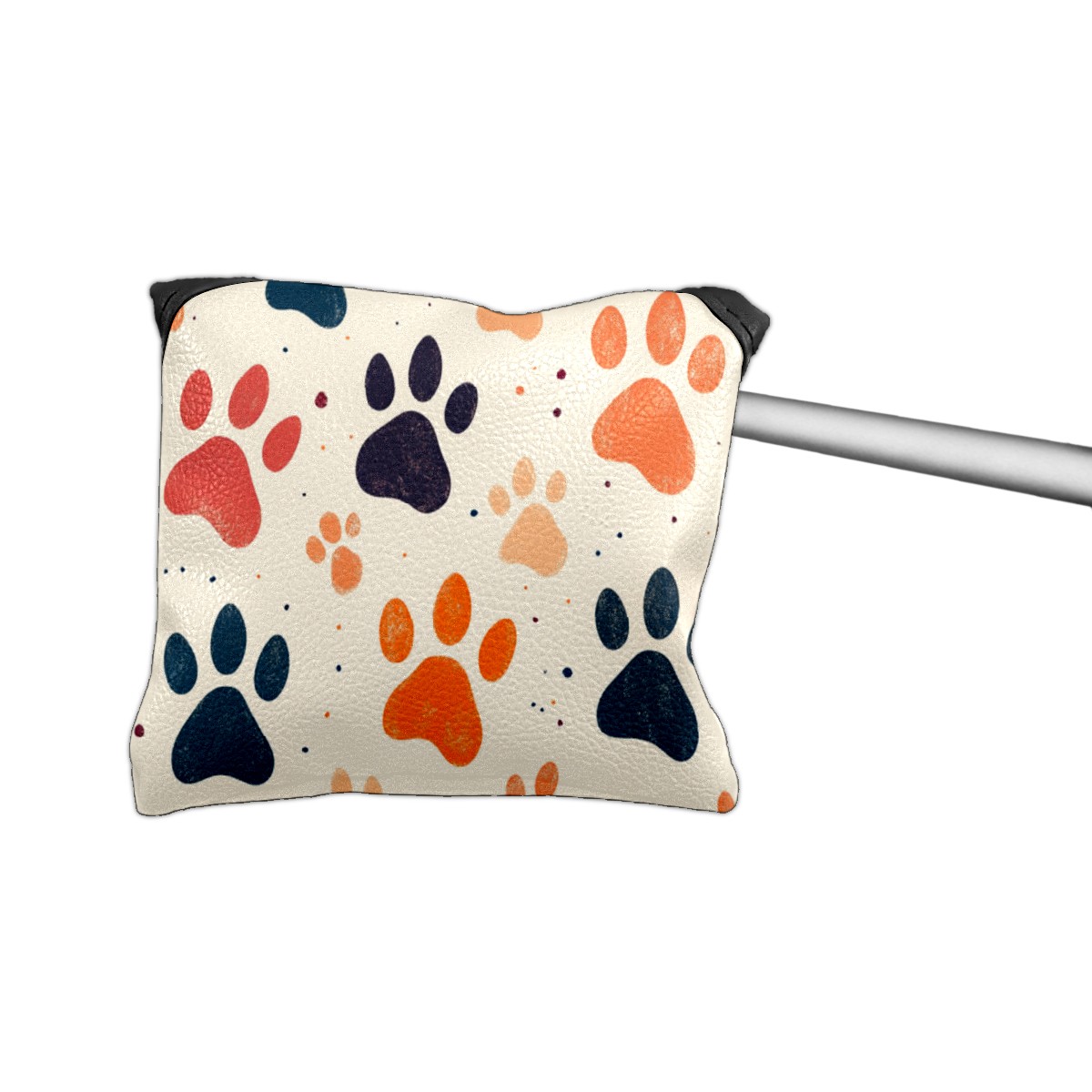 Golf Mallet Putter Cover Premium Leather Waterproof Golf Putter Head Cover with Magnetic Closure Colorful Animal Paw Prints