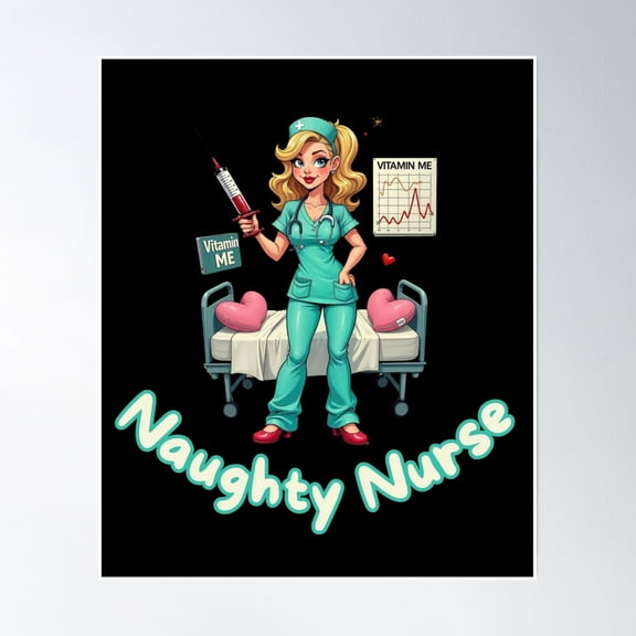 Critical Condition: Hot - Naughty Nurse Poster Wall Art, Modern Wall Decor, 8x12 UNFRAMED