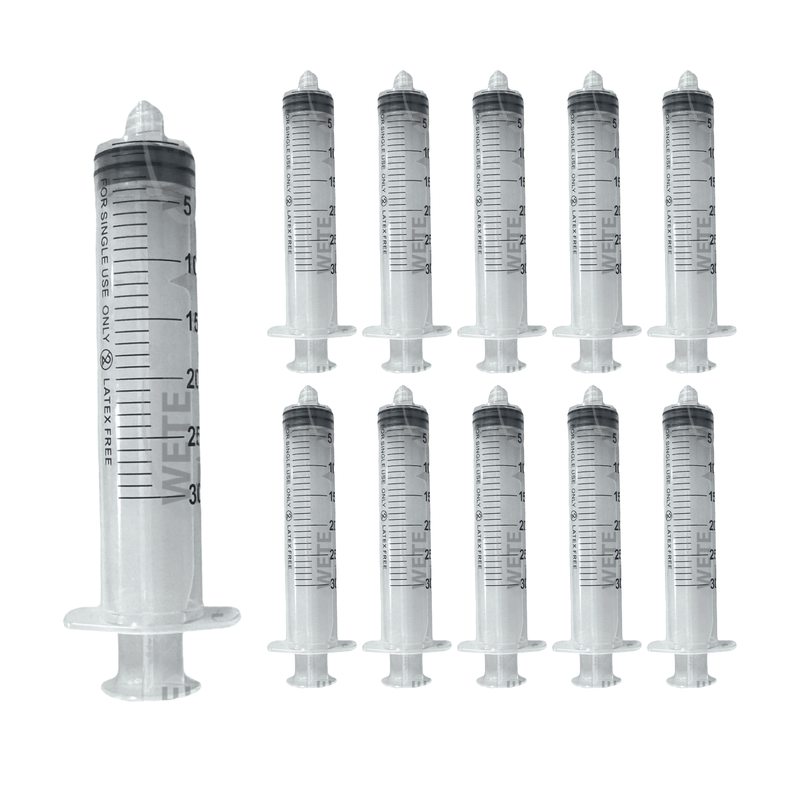 100pcs 30mL Syringe – Sterile, Luer Slip, Latex-Free