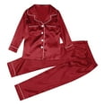 thumbnail image 3 of NMMUED Family Christmas Pajamas Matching Sets Family Matching Christmas Pajamas Silk Pajamas Matching Christmas Pajamas Fall Pajamas Christmas Pjs for Family Long Sleeve Pajamas Wine L, 3 of 7