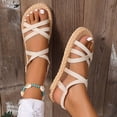 thumbnail image 5 of Tqyyweavej Strappy Espadrille Sandals for Women Crisscross Slip On Ankle Strap Slides Sandals Versatile Open Toe Platform Sandals 36-41, 5 of 10