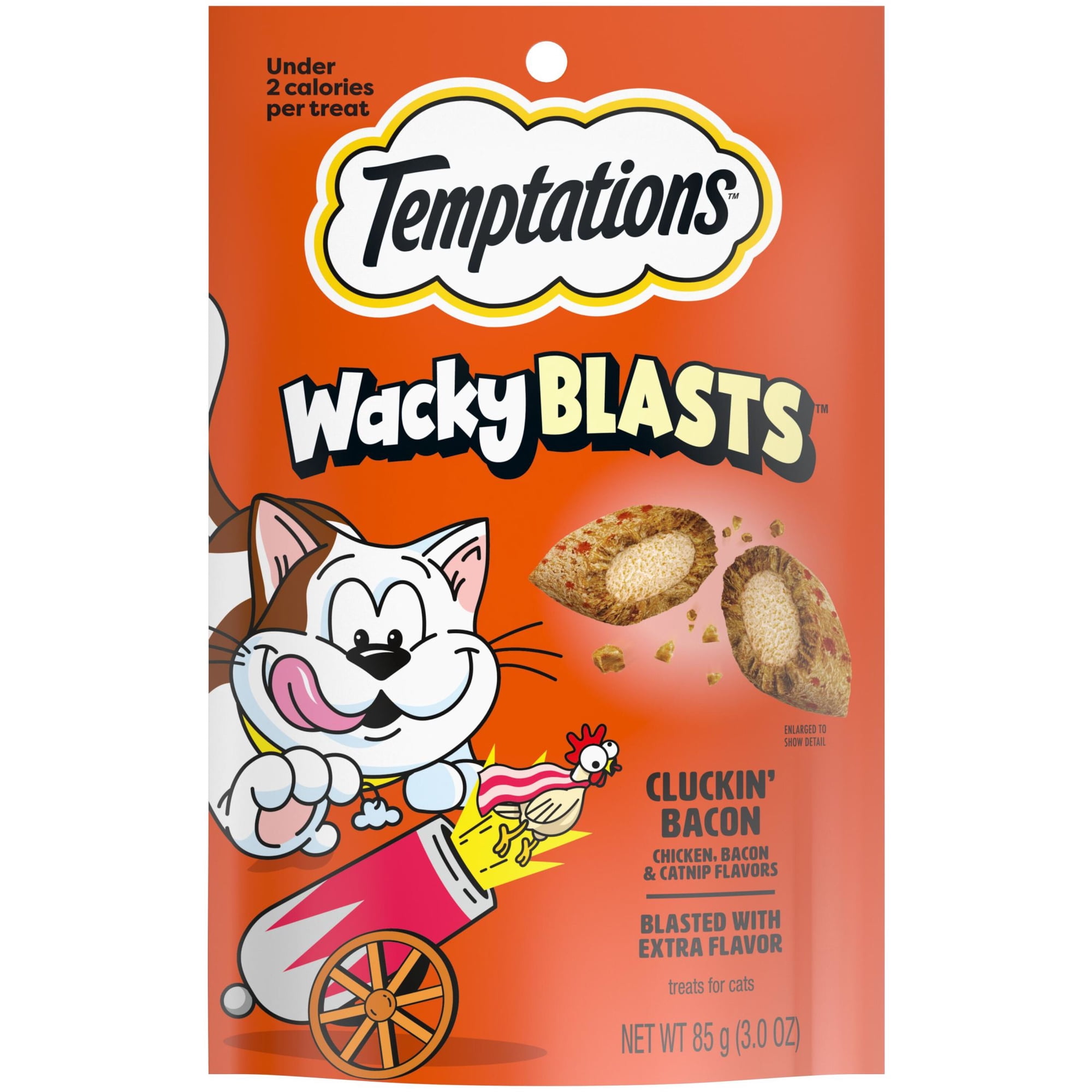 Temptations Cat Treats Wacky Blasts, Cluckin’ Bacon Flavor, 3 oz. Pouch (12 pack)