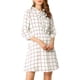 thumbnail image 1 of INSPIRE CHIC Vestido de Cuadros para Mujer con Cuello de Lazo y Mangas 3/4, Cintura Ajustable L Blanco, 1 of 8