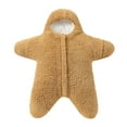 thumbnail image 4 of YUGYXL Baby Wearable Sleeping Stroller Blanket Infant Windproof Starfish Fleece Warm Snowsuit for Newborn Babies Swaddle Bag Jumpsuit RomperSeptember Gift for Baby Khaki,90, 4 of 4