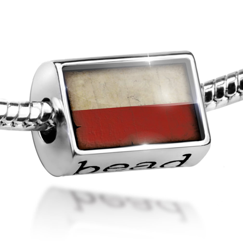 Bead Poland Flag with a vintage look Charm Fits All European Bracelets by NEONBLOND