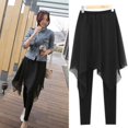 thumbnail image 3 of Pantalones de gasa de dos piezas de hilo falso para primavera y verano, pantalones hasta el tobillo adelgazantes para mujer, pantalones casuales para bailar, 3 of 5