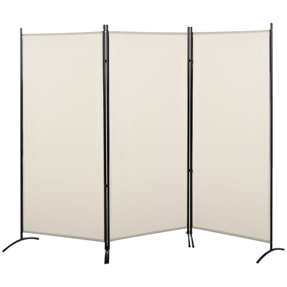 Minimalist Style 6" 3 Panel Room Divider, Indoor Privacy Screen for Home, Beige