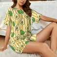 thumbnail image 6 of Womens Pajama Sets With Pocket, Cute Avocado Yellow Stripe Lounge Sets Short Sleeve Sleepwear PJ Sets for Women, 6 of 6