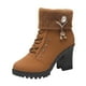 thumbnail image 2 of Botines de invierno para mujer con cremallera, moda informal de otoño e invierno, tacón alto resistente Marrón, 2 of 9